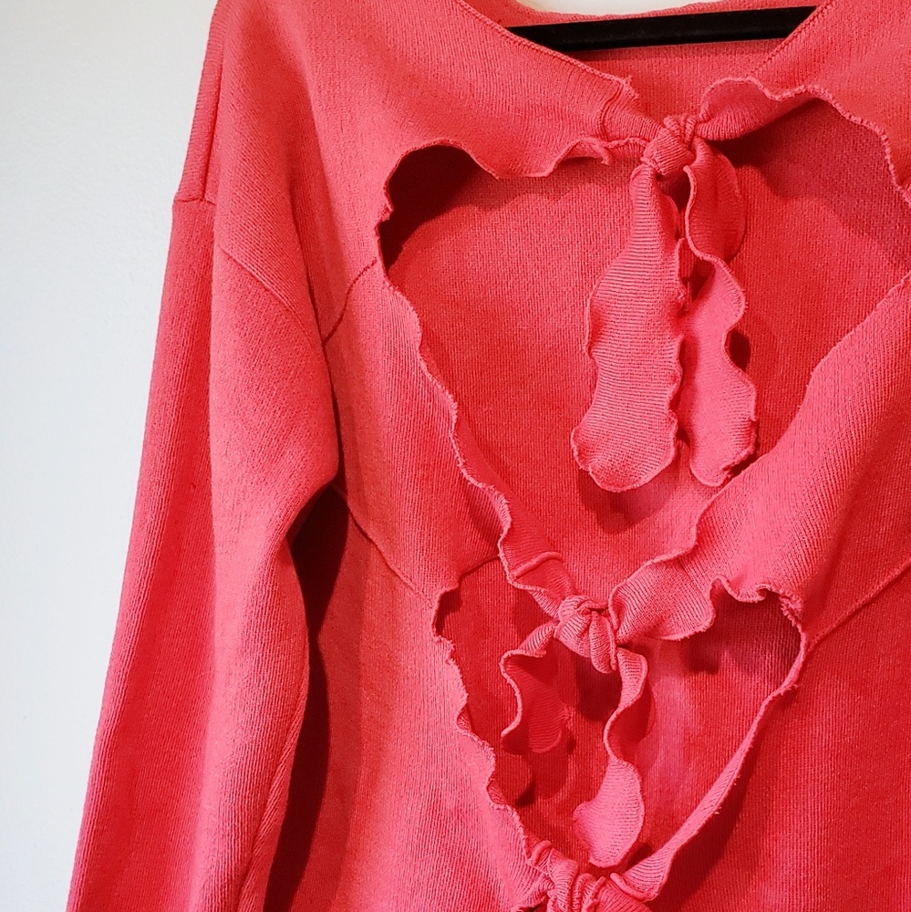 NEW Orange Knit Sweater w/ Peekaboo Back